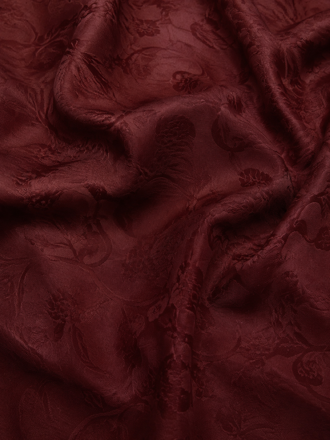 Oxblood tonal damask silk pattern detail