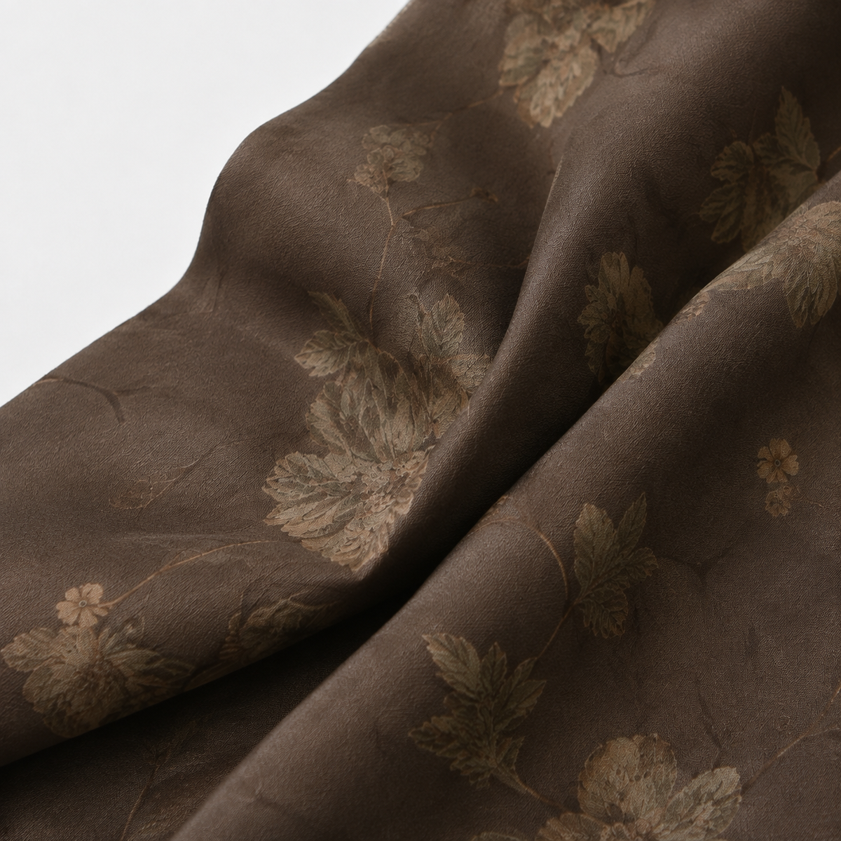 Belted Camellia Xiangyun Silk Dress in Dark Tea
