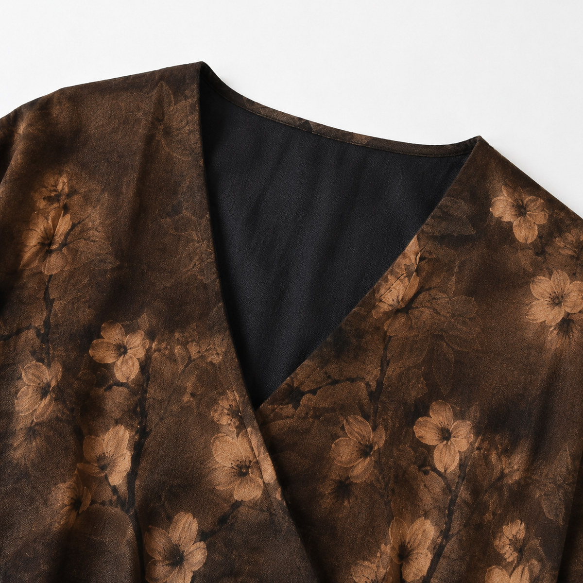 Ink-Washed Botanical Xiangyun Silk Dress