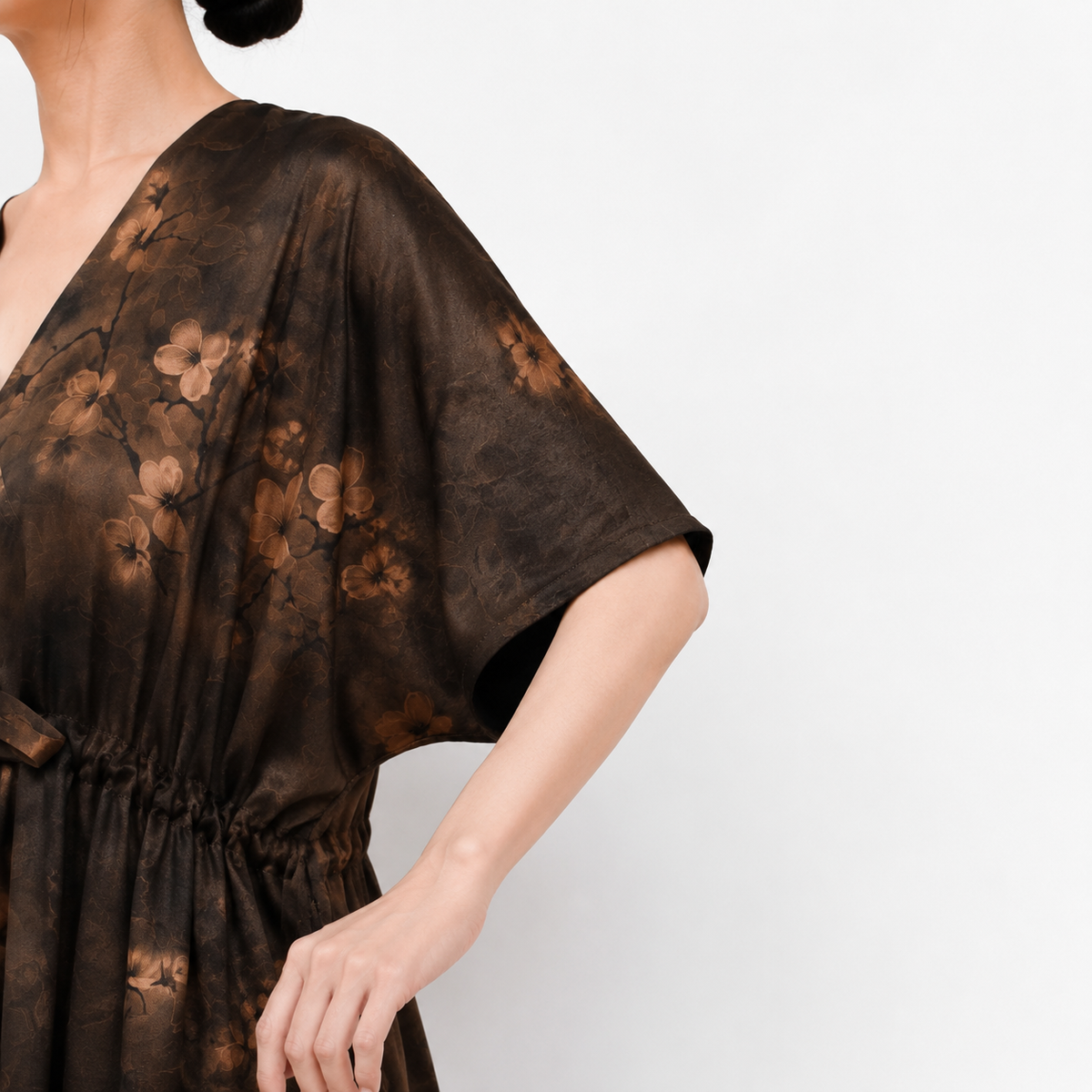 Ink-Washed Botanical Xiangyun Silk Dress