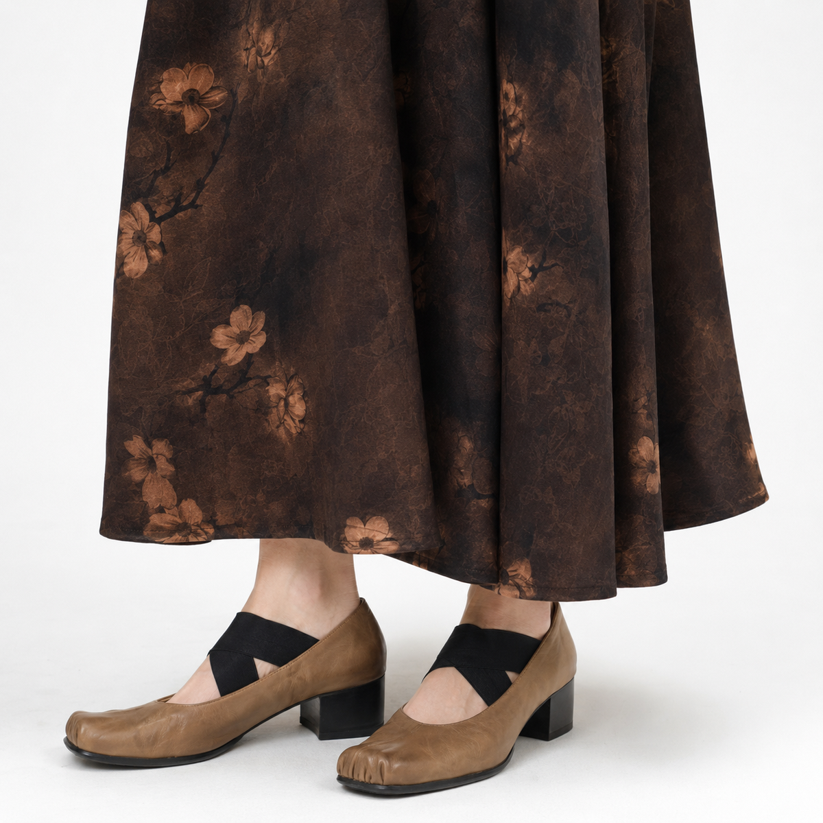 Ink-Washed Botanical Xiangyun Silk Dress