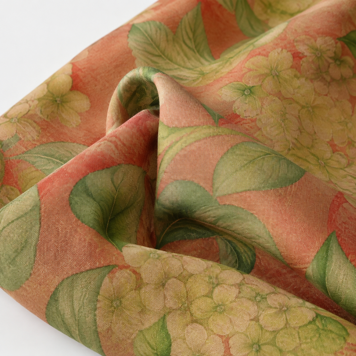 Asymmetric Hydrangea Silk Tunic in Warm Ochre