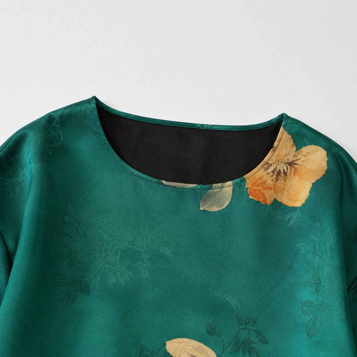 Reversible Xiangyun Silk Tunic in Ink & Peacock Teal
