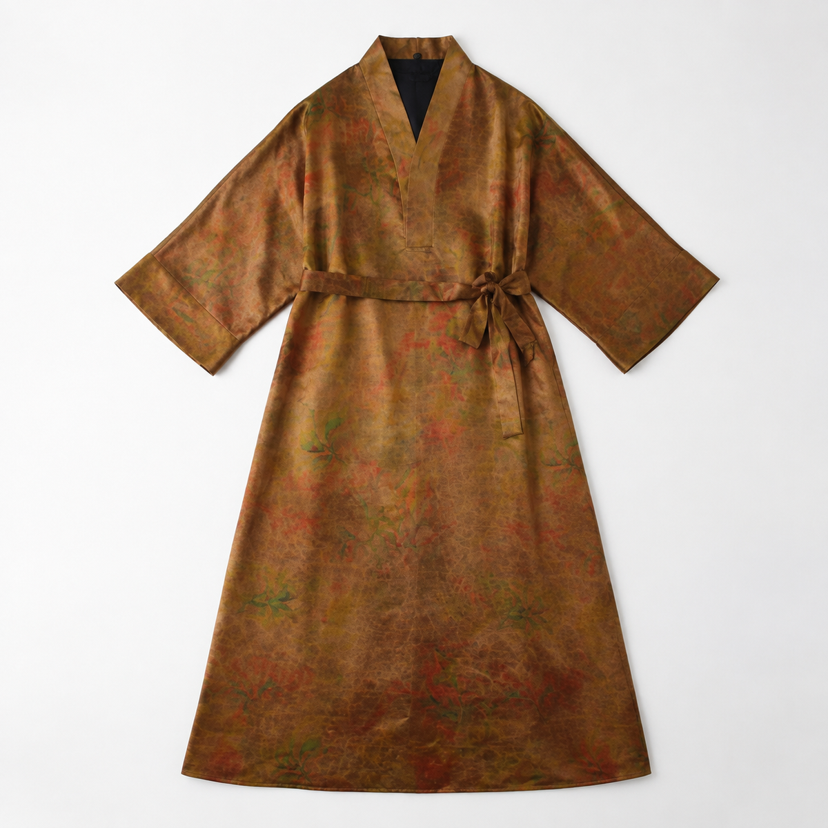 Antique Timber Xiangyun Silk Belted Robe Gown