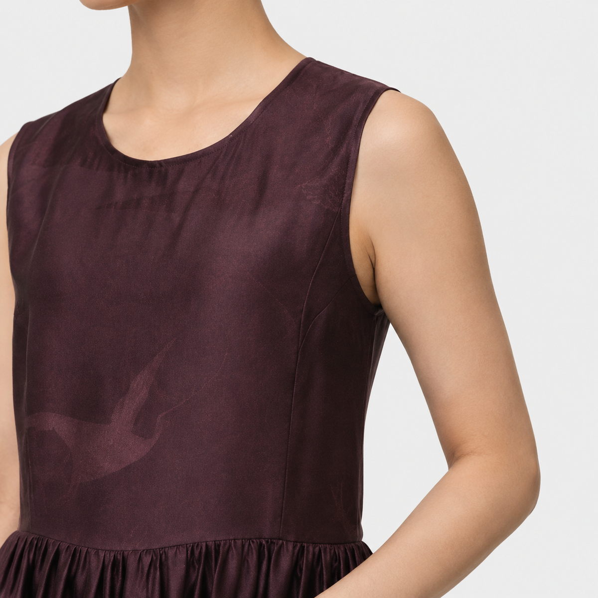 Sleeveless Xiangyun Silk Maxi Dress in Deep Plum Ink