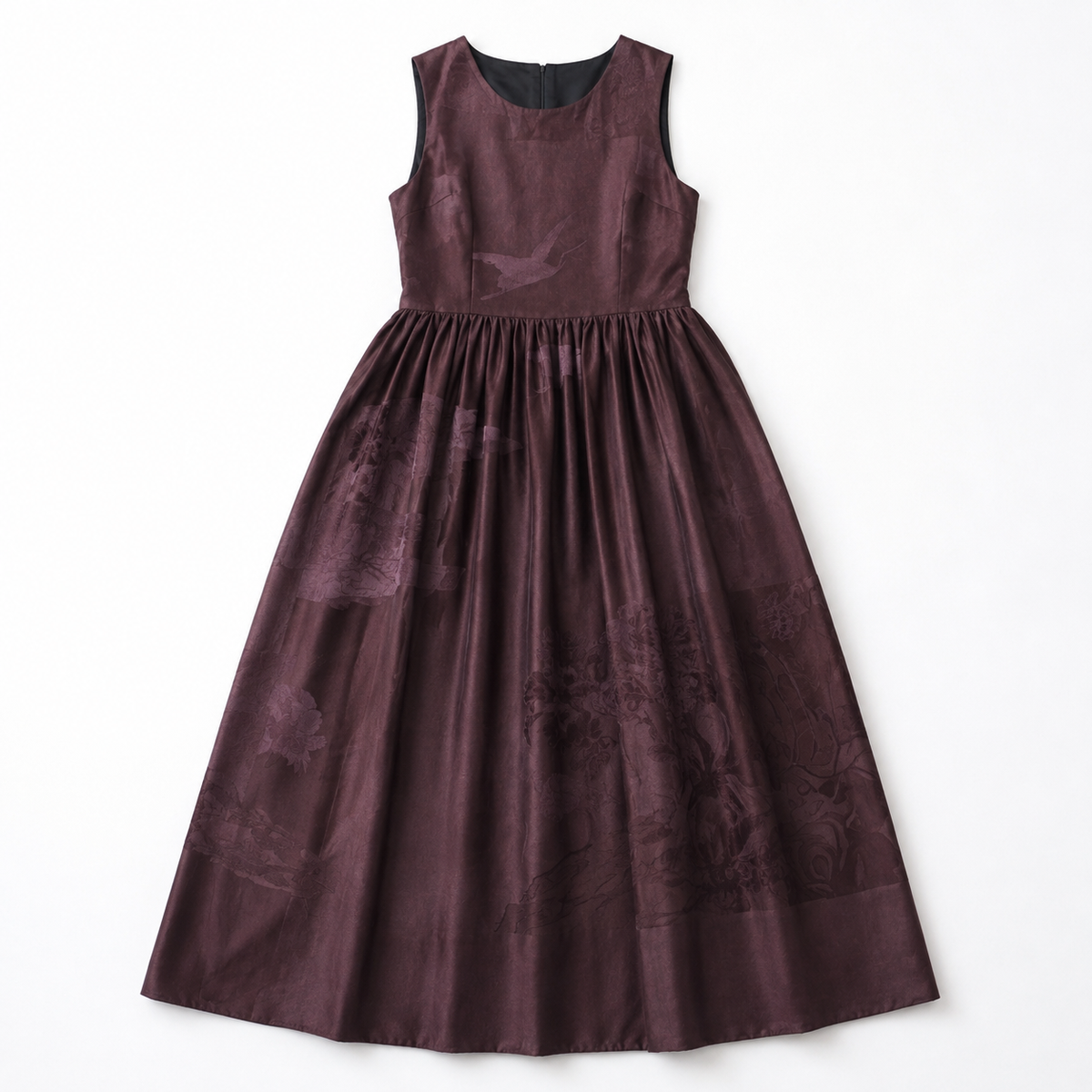 Sleeveless Xiangyun Silk Maxi Dress in Deep Plum Ink