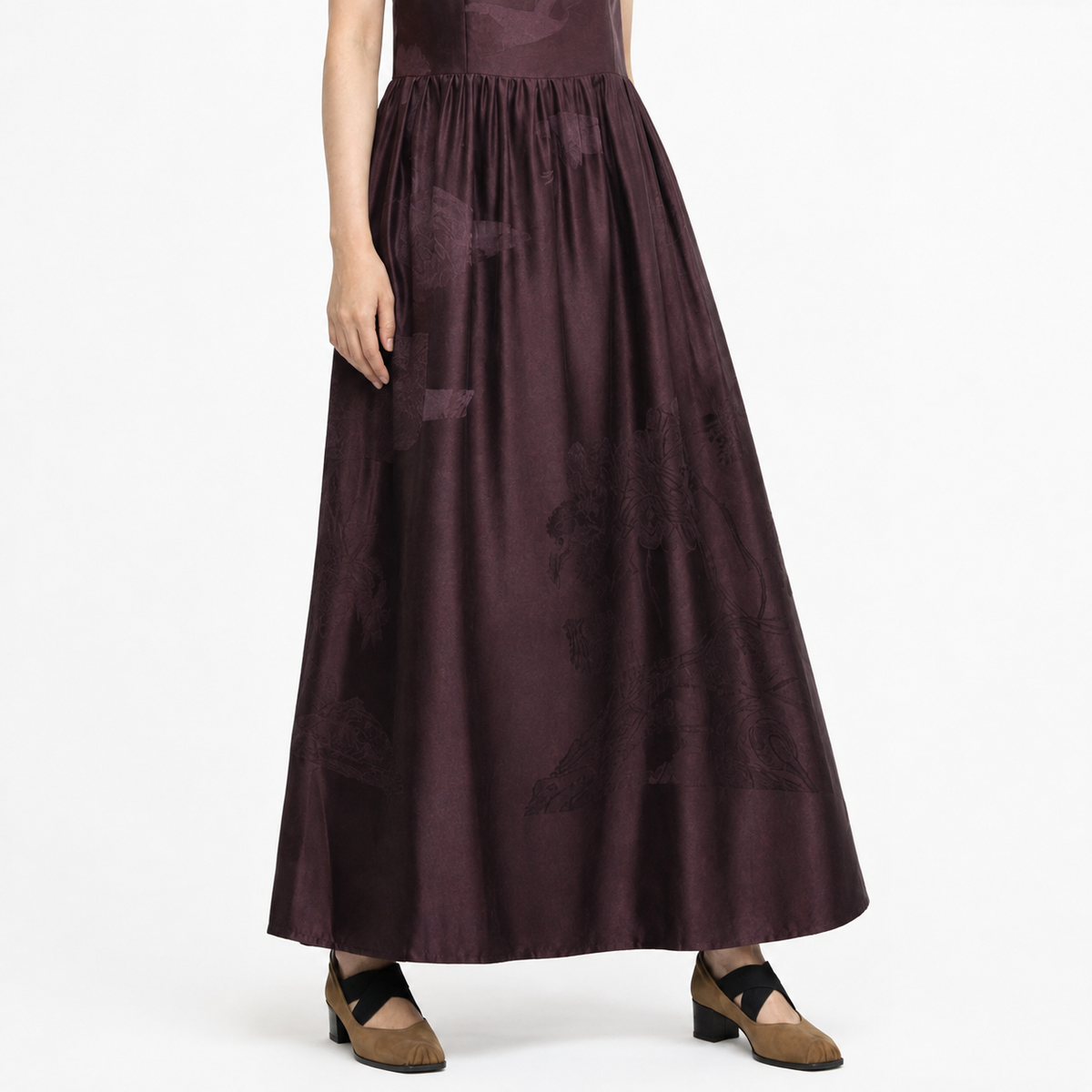 Sleeveless Xiangyun Silk Maxi Dress in Deep Plum Ink