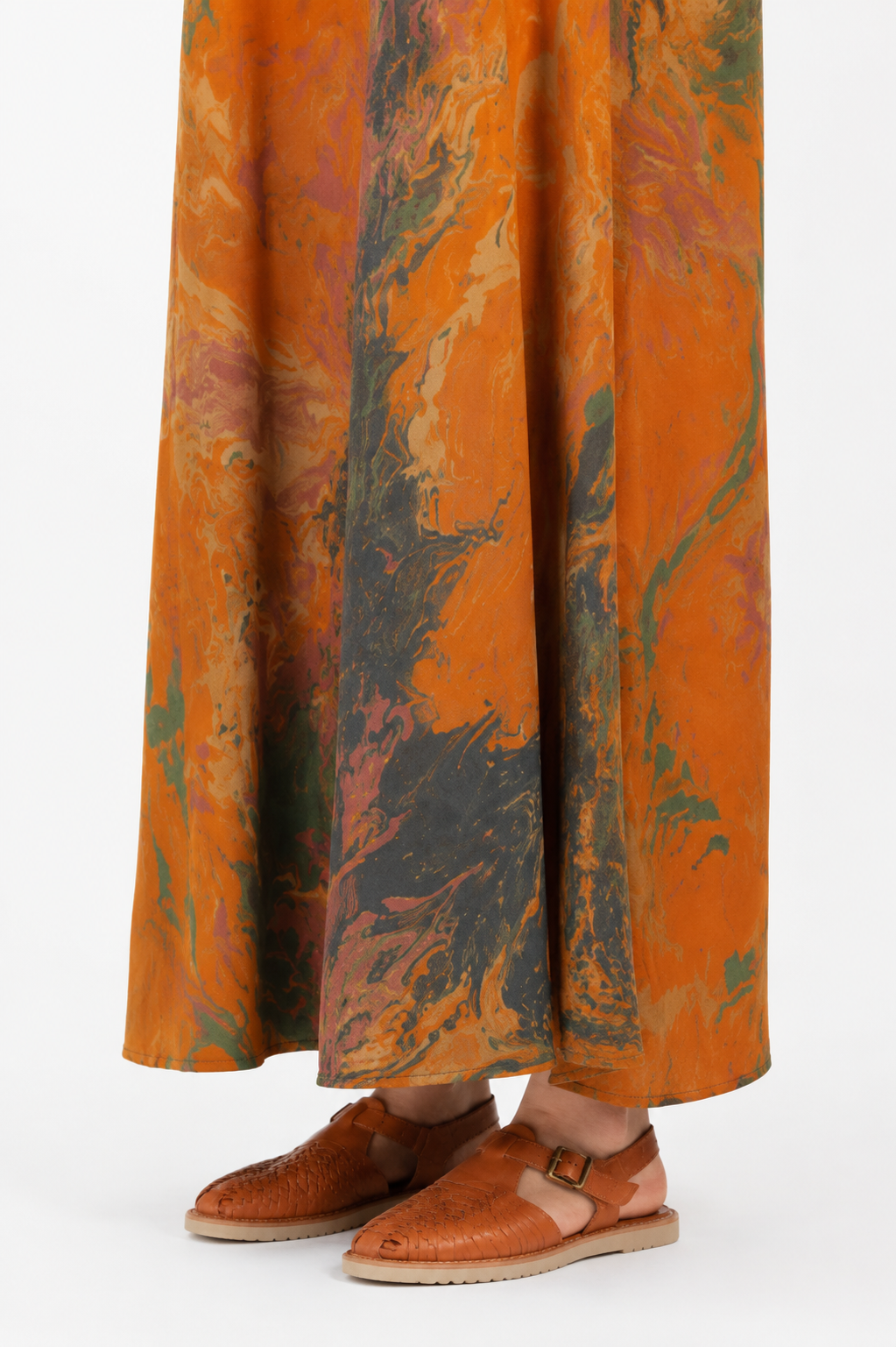 Marbled Amber Xiangyun Silk Maxi Dress