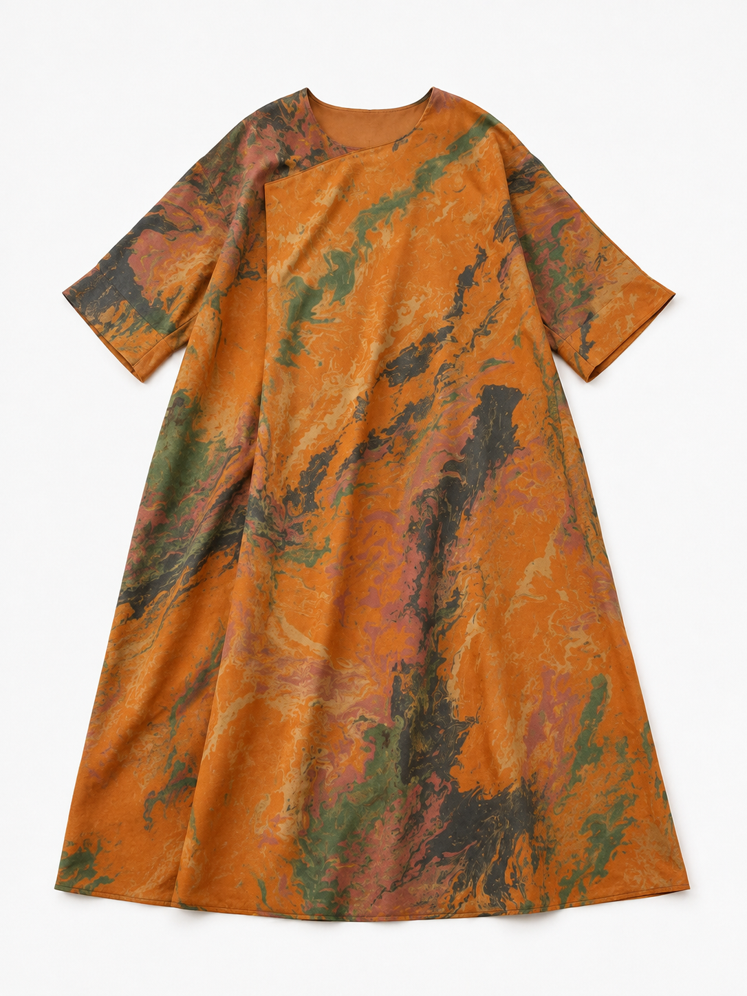 Marbled Amber Xiangyun Silk Maxi Dress