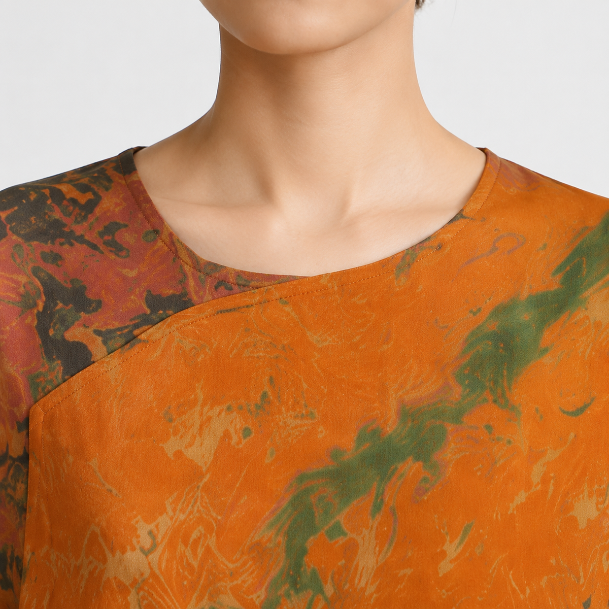 Marbled Amber Xiangyun Silk Maxi Dress