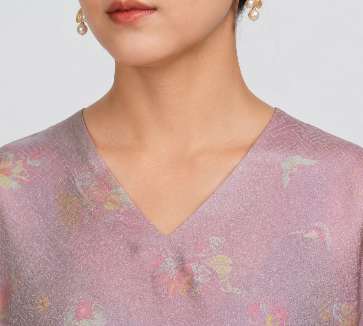 Misty Lotus Pink Luminous Xiangyun Silk Dress