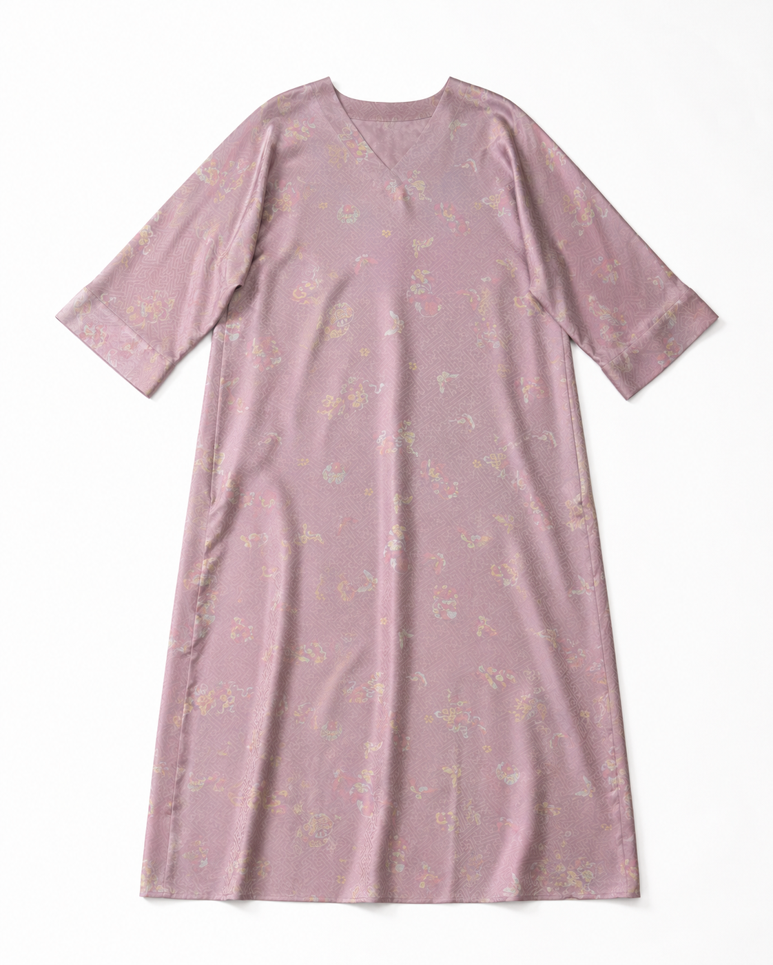 Misty Lotus Pink Luminous Xiangyun Silk Dress