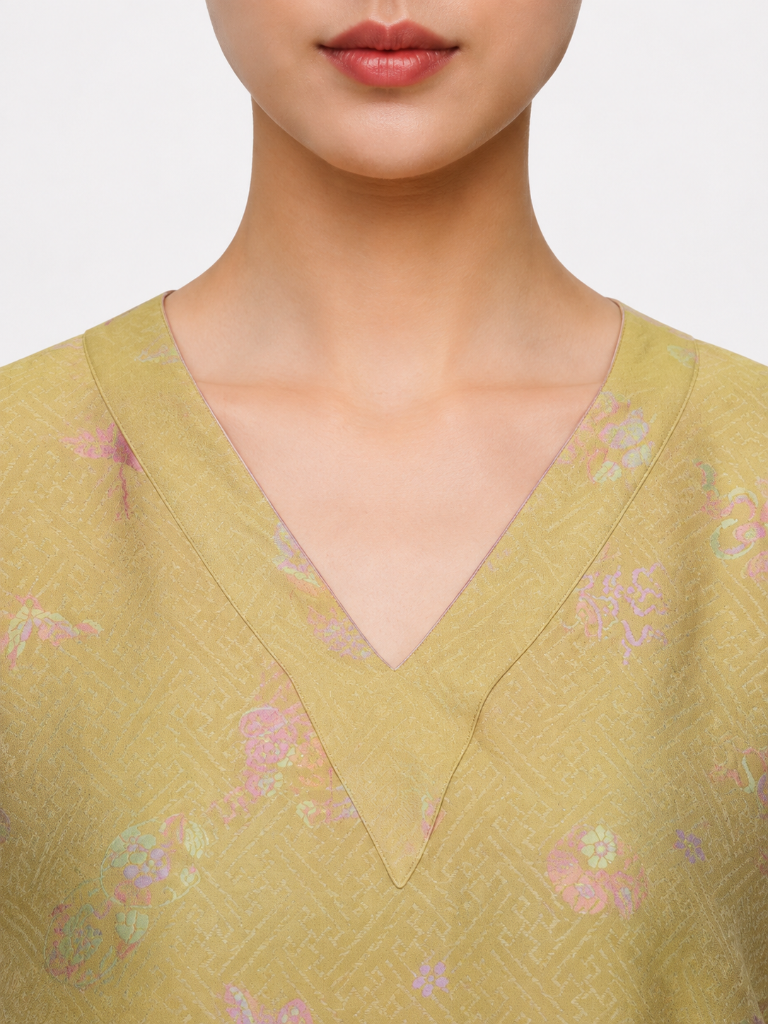 Autumn Gold Violet-Mist V-Neck Dress