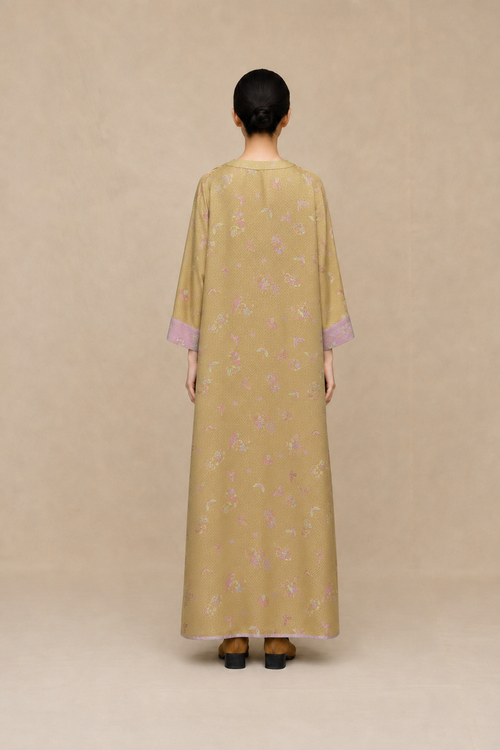 Autumn Gold Violet-Mist V-Neck Dress