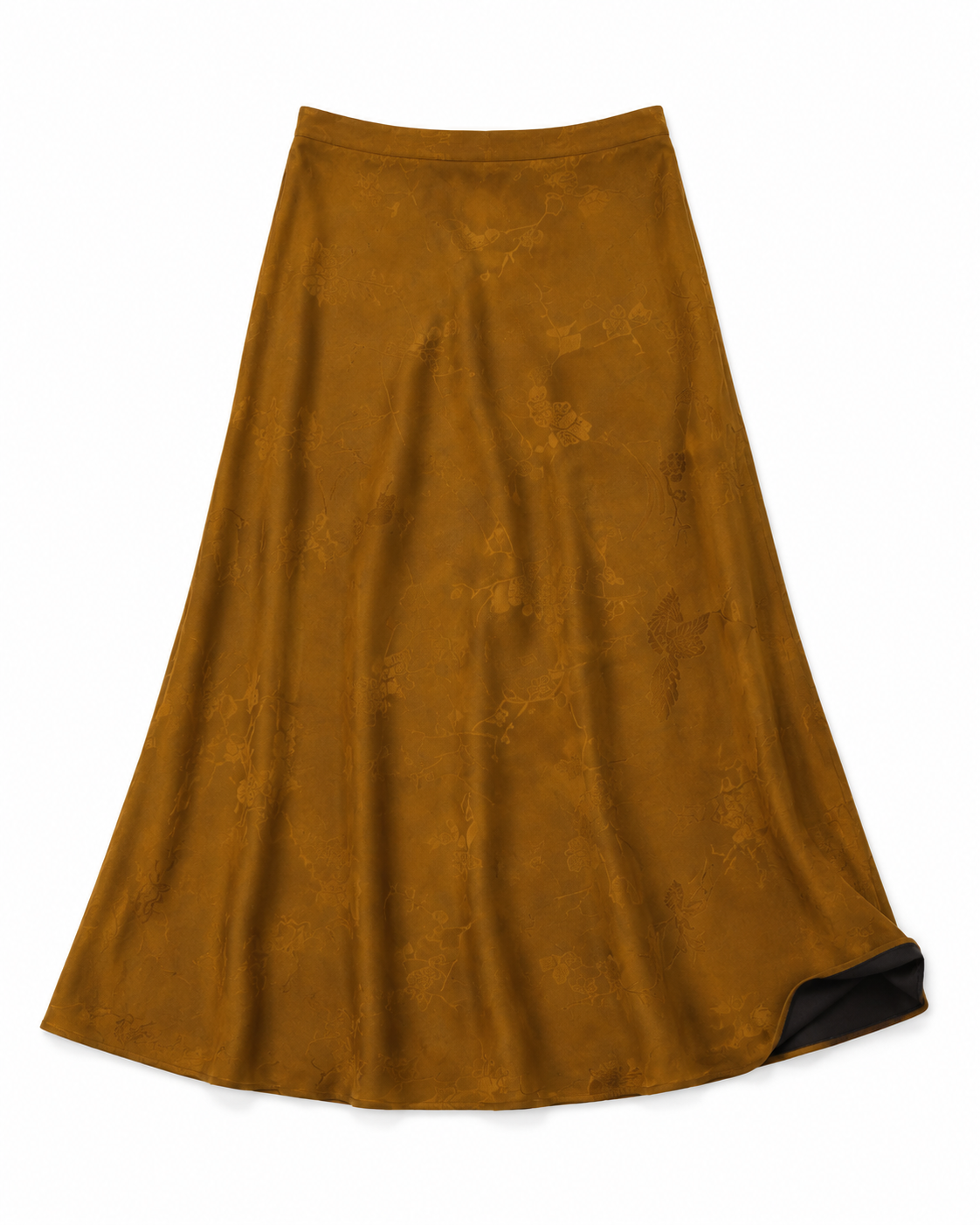 Amber Ochre Floral Xiangyun Silk Skirt