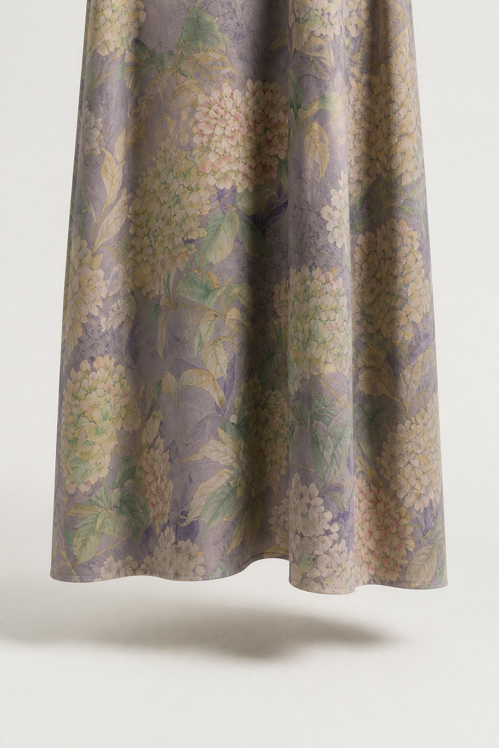 Muted Lavender Hydrangea Botanical Xiangyun Silk Dress